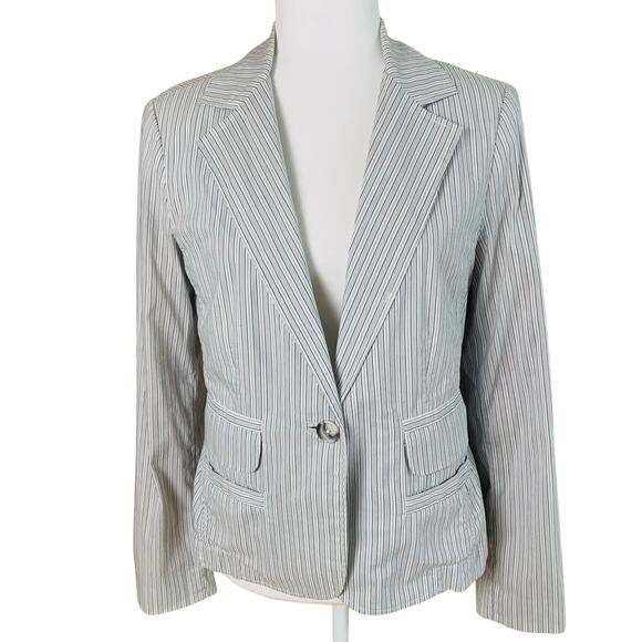 Cabi Size 6 Women's Striped Boyfriend Blazer Cotton Lightweight Jacket Lined - Picture 1 of 9